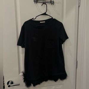 Sarah t shirt with fuzzy bottom lining
